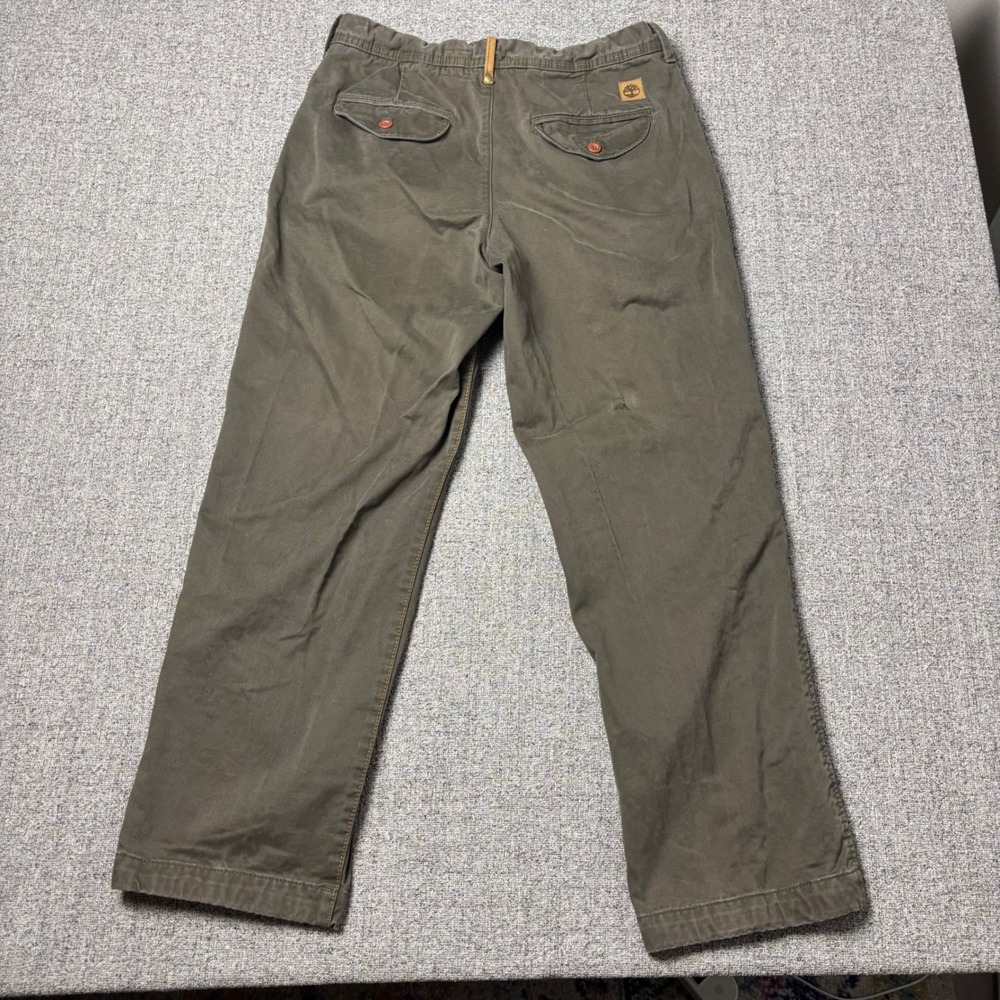 Timberland Pants Mens 32x30 Straight Leg Olive Green Cotton Chino Trousers
